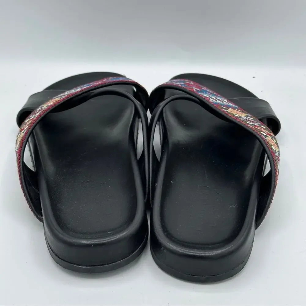 JOHNNY WAS Breatriz Embroidered Criss Cross Slide Sandal Black Sz 40/10